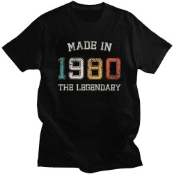 Retro Made in 1980 T-Shirt for Men Short Sleeves The are Born in 1980 T Shirt 40th Birthday Gift Tshirt Cotton Tee Top Retro Made in 1980 T-Shirt for Men Short Sleeves The are Born in 1980 T Shirt 40th Birthday Gift Tshirt Cotton Tee Top