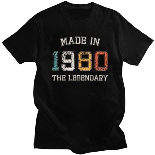 Retro Made in 1980 T-Shirt for Men Short Sleeves The are Born in 1980 T Shirt 40th Birthday Gift Tshirt Cotton Tee Top Retro Made in 1980 T-Shirt for Men Short Sleeves The are Born in 1980 T Shirt 40th Birthday Gift Tshirt Cotton Tee Top