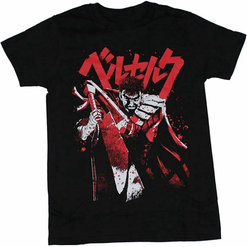 Berserk Mens T-Shirt - Bloody Guts Under Japanese Characters