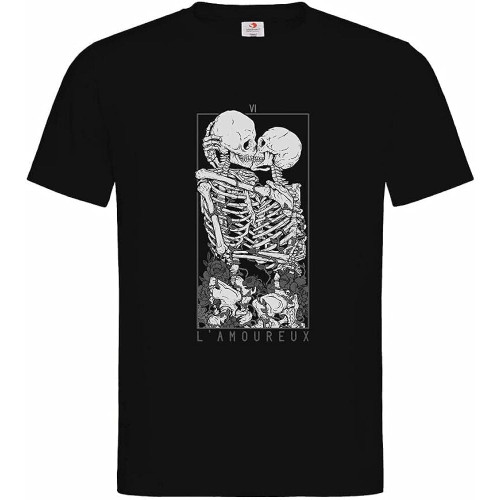 HOUKEEYUE Unisex T-Shirt-The Lovers, Death Tarot, Happy Valentines Day Black M Men's HOUKEEYUE Unisex T-Shirt-The Lovers, Death Tarot, Happy Valentines Day Black M Men's