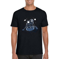 Astronauts Boating Space Exploration Black Men's T-Shirt Christmas t Shirts Mens