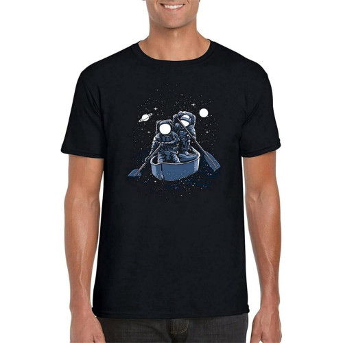 Astronauts Boating Space Exploration Black Men's T-Shirt Christmas t Shirts Mens
