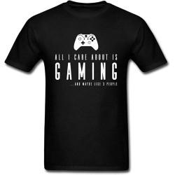 All I Care About is Gaming T Shirt for Men Casual Tshirt Fashionable Gift Tops O-Neck April Fool Day Cotton Fabric Clothes Funny Black All I Care About is Gaming T Shirt for Men Casual Tshirt Fashionable Gift Tops O-Neck April Fool Day Cotton Fabric Clothes Funny Black