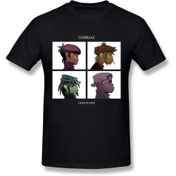 OUBAO WunoD Men's Demon Days Album T-Shirt Black S OUBAO WunoD Men's Demon Days Album T-Shirt Black S