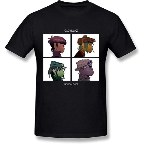 OUBAO WunoD Men's Demon Days Album T-Shirt Black S OUBAO WunoD Men's Demon Days Album T-Shirt Black S