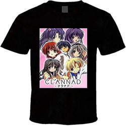 Clannad Anime Mens T-Shirt Casual Creative Print Crewneck Comfortable Short Sleeve Black XS Clannad Anime Mens T-Shirt Casual Creative Print Crewneck Comfortable Short Sleeve Black XS