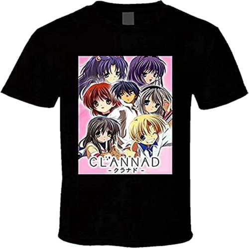 Clannad Anime Mens T-Shirt Casual Creative Print Crewneck Comfortable Short Sleeve Black XS Clannad Anime Mens T-Shirt Casual Creative Print Crewneck Comfortable Short Sleeve Black XS