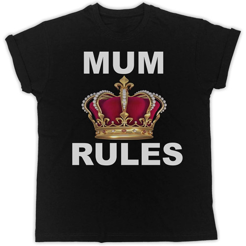 Mum Rules Crown Men's T-Shirt Black Unisex Tee S Mum Rules Crown Men's T-Shirt Black Unisex Tee S