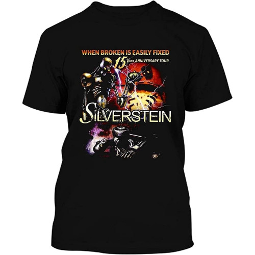 OUBAO Silverstein When Broken is Easily Fixed 15 Year Anniversary Tuor 68 T Shirt XS OUBAO Silverstein When Broken is Easily Fixed 15 Year Anniversary Tuor 68 T Shirt XS