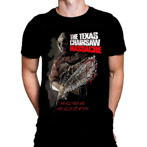 OUBAO Chainsaw Massacre - Black T-Shirt - Sizes M - XXXXL - Art Horror Gore Black OUBAO Chainsaw Massacre - Black T-Shirt - Sizes M - XXXXL - Art Horror Gore Black