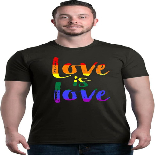 OUBAO Love is Love T-Shirt Gay Pride Rainbow Equal Rights LGBT Shirts Black OUBAO Love is Love T-Shirt Gay Pride Rainbow Equal Rights LGBT Shirts Black