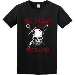 Gg Allin Murder Junkies Hardcore Punk Rock Outlaw Band T-Shirt Black Gg Allin Murder Junkies Hardcore Punk Rock Outlaw Band T-Shirt Black