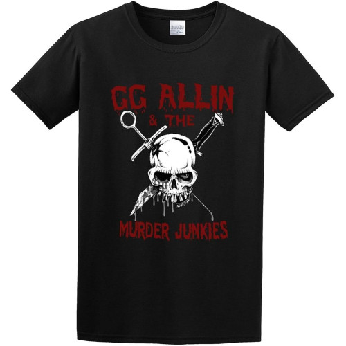 Gg Allin Murder Junkies Hardcore Punk Rock Outlaw Band T-Shirt Black Gg Allin Murder Junkies Hardcore Punk Rock Outlaw Band T-Shirt Black