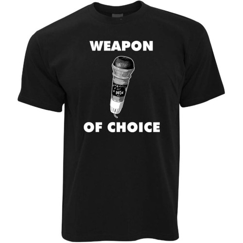 Music Novelty T-Shirt Weapon of Choice Microphone Toy Black Music Novelty T-Shirt Weapon of Choice Microphone Toy Black