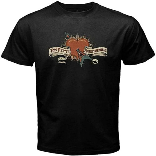 Tom Petty and The Heartbreakers Logo Rock Music Men's Black T-Shirt Black Tom Petty and The Heartbreakers Logo Rock Music Men's Black T-Shirt Black