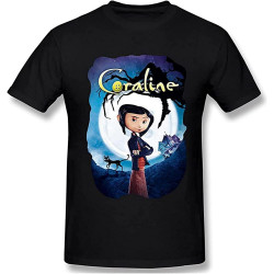 Mens' Coraline Movie Graphic T-Shirt Short Sleeve Cotton Tops Mens' Coraline Movie Graphic T-Shirt Short Sleeve Cotton Tops
