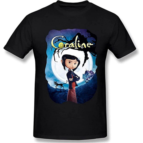 Mens' Coraline Movie Graphic T-Shirt Short Sleeve Cotton Tops