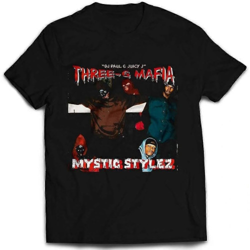 SaffDFFSaa Three 6 Mafia Mystic stylez Rap t-Shirt Black SaffDFFSaa Three 6 Mafia Mystic stylez Rap t-Shirt Black