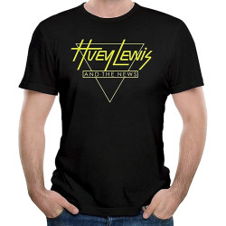 Men's Huey Lewis and The News American Rock Band Round Neck T-Shirt L Black Men's Huey Lewis and The News American Rock Band Round Neck T-Shirt L Black