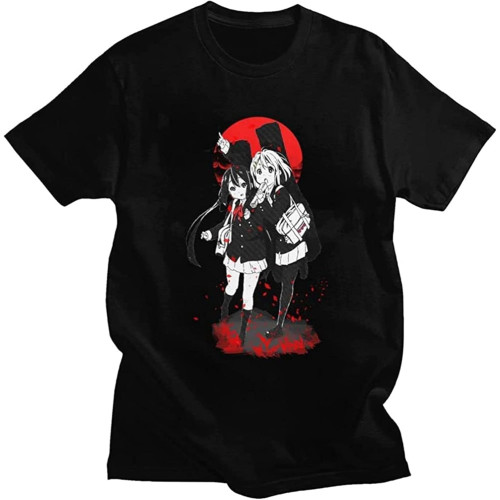 Musical Anime K-On Men Cotton Yui Hirasawa Mio Akiyama Manga Men's T-Shirt Unisex Black Tee Musical Anime K-On Men Cotton Yui Hirasawa Mio Akiyama Manga Men's T-Shirt Unisex Black Tee