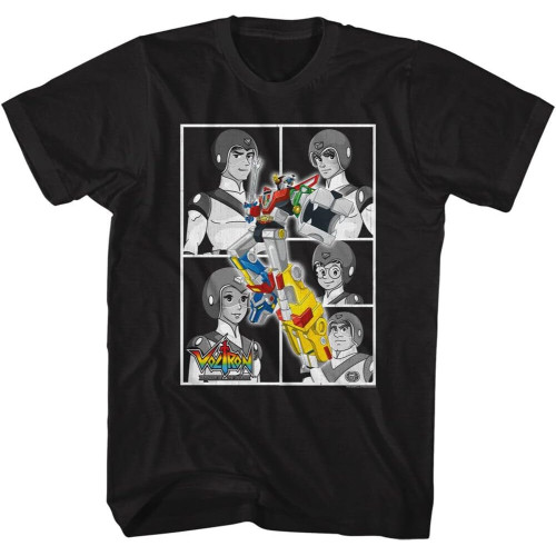 Voltron Cartoon Defenders of The Universe Black & White Boxes Men's T Shirt BlackOne Size Voltron Cartoon Defenders of The Universe Black & White Boxes Men's T Shirt BlackOne Size