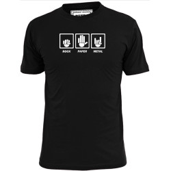 Mens Rock Paper Metal T Shirt Music Spoof Heavy BlackOne Size