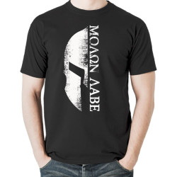 WDEUIL Spartan Helmet Moaon Aabe Knight Gladiator 300 Army Logo T-Shirt Mens Gift New BlackOne Size