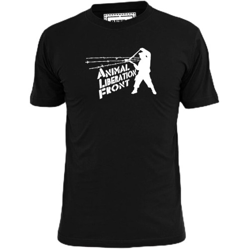 Mens Animal Liberation T Shirt Animal Rights BlackOne Size