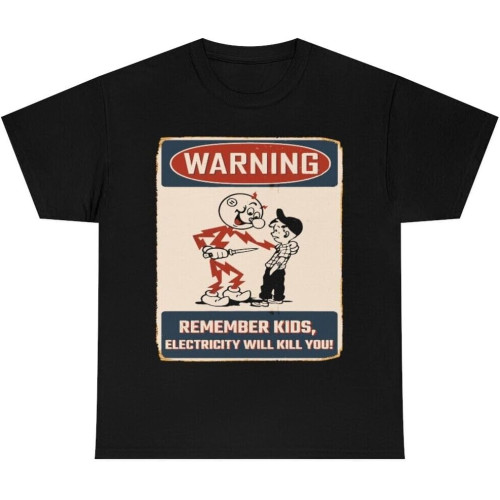WDEUIL Reddy Kilowatt Shirt Remember Kids Electricity Will Kill You T-Shirt BlackOne Size WDEUIL Reddy Kilowatt Shirt Remember Kids Electricity Will Kill You T-Shirt BlackOne Size
