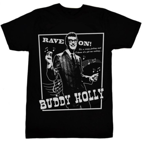 WDEUIL Buddy Holly Rave Auf Herren T-Shirt Black Cotton Unisex BlackOne Size WDEUIL Buddy Holly Rave Auf Herren T-Shirt Black Cotton Unisex BlackOne Size