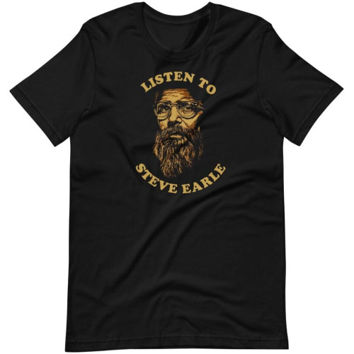 WDEUIL Listen to Steve Earle Fan Art Graphic Tee Short-Sleeve Unisex T-Shirt BlackOne Size WDEUIL Listen to Steve Earle Fan Art Graphic Tee Short-Sleeve Unisex T-Shirt BlackOne Size