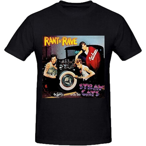 Stray Ca@ts Rant N Rave with The Stray Ca@ts Mens Tee Shirts Black Stray Ca@ts Rant N Rave with The Stray Ca@ts Mens Tee Shirts Black