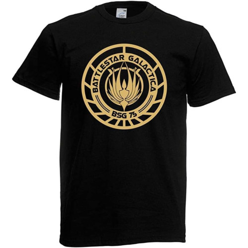 Battlestar Galactica BSG 75 T-Shirt Graphic Top Printed Shirt Short-Sleeve Tee Mens