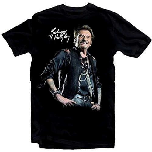 Johnny Hallyday Star Homme Noir Mens T Shirt Black Men Johnny Hallyday Star Homme Noir Mens T Shirt Black Men