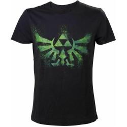 Mens Legend of Triforce Logo Black and Green T-Shirt - Crew Neck Tee