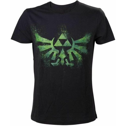 Mens Legend of Triforce Logo Black and Green T-Shirt - Crew Neck Tee Mens Legend of Triforce Logo Black and Green T-Shirt - Crew Neck Tee