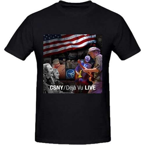 Crosby Stills Nash Dj Vu Live Men's Short Sleeve Crew Neck T-Shirt Crosby Stills Nash Dj Vu Live Men's Short Sleeve Crew Neck T-Shirt