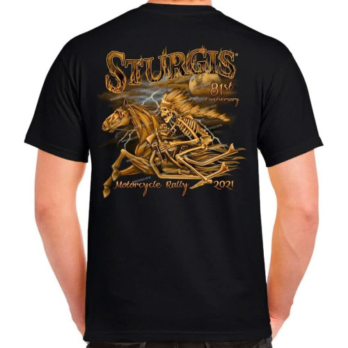 XIKANGGMEI Sturgis 2021 81st Motorcycle Rally Wild Horse Biker Event Motorcycle T Shirt Black Men's XIKANGGMEI Sturgis 2021 81st Motorcycle Rally Wild Horse Biker Event Motorcycle T Shirt Black Men's