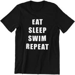 XIKANGGMEI Eat Sleep Swim Repeat Swimming Pool Freestyle Mens Cotton Black T-Shirt XIKANGGMEI Eat Sleep Swim Repeat Swimming Pool Freestyle Mens Cotton Black T-Shirt