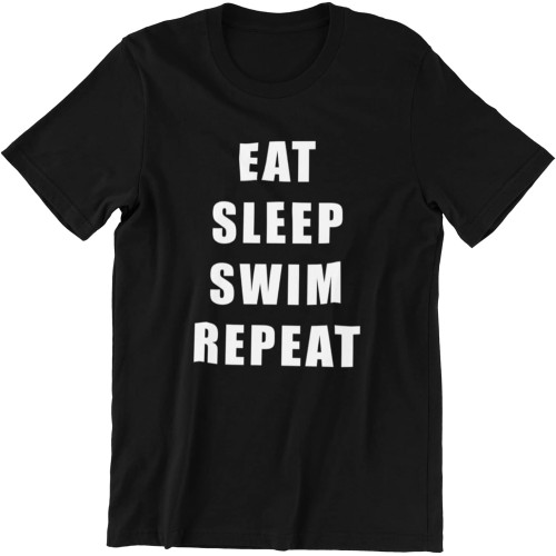 XIKANGGMEI Eat Sleep Swim Repeat Swimming Pool Freestyle Mens Cotton Black T-Shirt XIKANGGMEI Eat Sleep Swim Repeat Swimming Pool Freestyle Mens Cotton Black T-Shirt