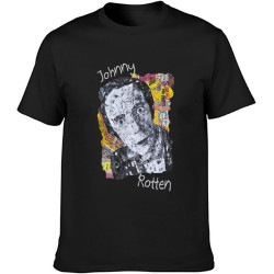 Johnny Rotten Collage T-Shirt Graphic Mens Basic Black Unisex Cotton Casual Tee Johnny Rotten Collage T-Shirt Graphic Mens Basic Black Unisex Cotton Casual Tee