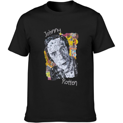 Johnny Rotten Collage T-Shirt Graphic Mens Basic Black Unisex Cotton Casual Tee Johnny Rotten Collage T-Shirt Graphic Mens Basic Black Unisex Cotton Casual Tee