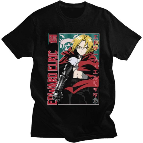 Edward Elric T Shirt Men Cotton Leisure T-Shirt Short Sleeved Japanese Anime Manga Brotherhood Tee Clothing_011 Edward Elric T Shirt Men Cotton Leisure T-Shirt Short Sleeved Japanese Anime Manga Brotherhood Tee Clothing_011