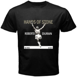 POLDBBs Roberto Duran Hands of Stone Boxing Legend Men's Black T-Shirt Size S to 3XL