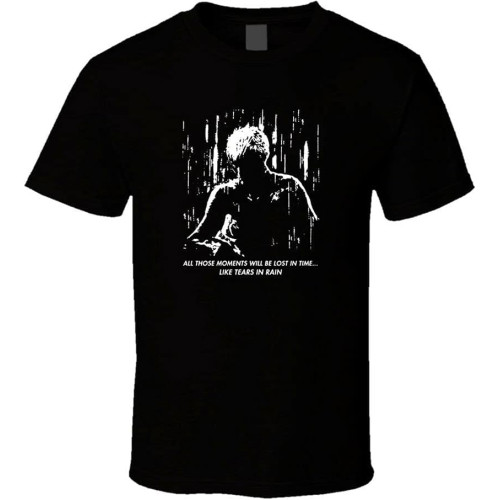 Blade Runner Tears in Rain Logo Shirt Black White Tshirt Men's Blade Runner Tears in Rain Logo Shirt Black White Tshirt Men's