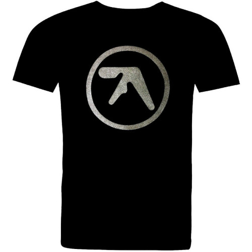 Aphex Twin Graphite Metallic Print. Full Cotton Black T Shirt. Warp Records Aphex Twin Graphite Metallic Print. Full Cotton Black T Shirt. Warp Records
