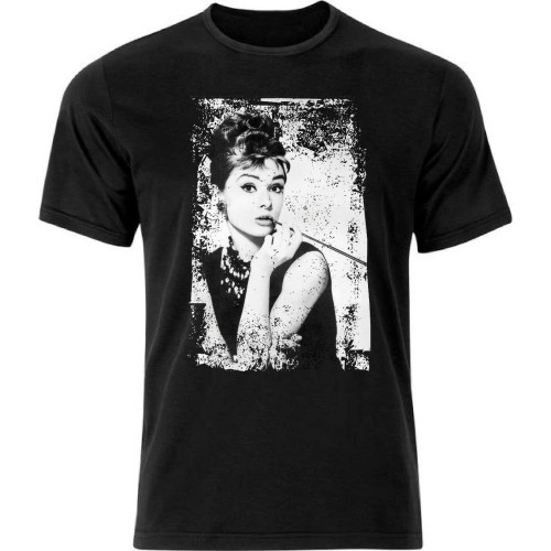 Audrey Hepburn Distressed Effect T Shirt Black