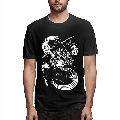 Demon Kimetsu no Yaiba Tomioka Giyuu Short Sleeve Cotton T-Shirts for Men Demon Kimetsu no Yaiba Tomioka Giyuu Short Sleeve Cotton T-Shirts for Men