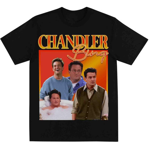 Chandler Bing Homage Tshirt Mens T-Shirt Women's T Shirt Vintage Friends Tee Black Chandler Bing Homage Tshirt Mens T-Shirt Women's T Shirt Vintage Friends Tee Black