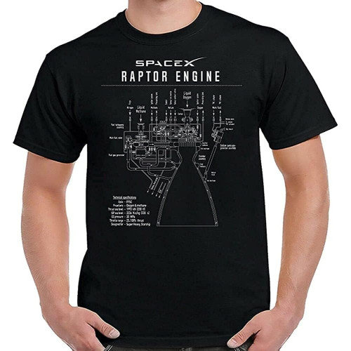 Spacex Engine Blueprint T-Shirt Graphic Top Printed Shirt Short Sleeve Mens Tee, Black, XS Black Spacex Engine Blueprint T-Shirt Graphic Top Printed Shirt Short Sleeve Mens Tee, Black, XS Black